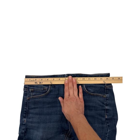 American Eagle Jeans Women 8 Short Blue High Rise Skinny Kick Stretch Distressed - Picture 7 of 10